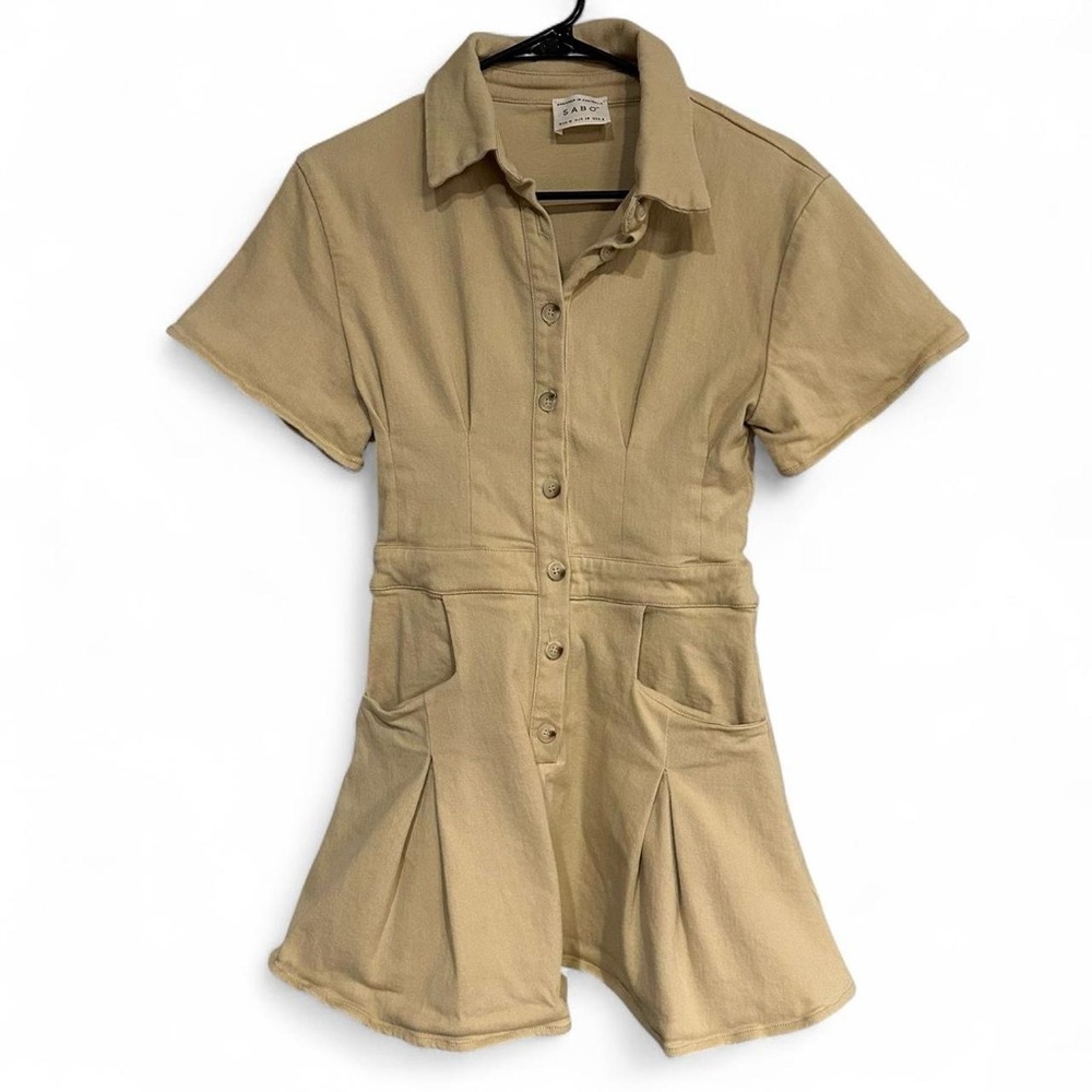 Structured Button-Front Mini Dress in Cream - Picture 3 of 7
